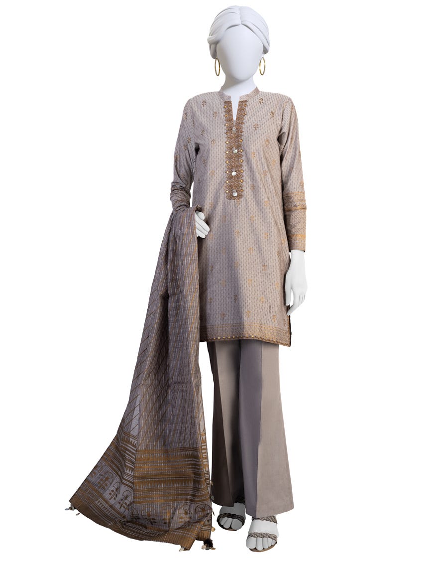 Light Coffee Lawn Unstitched 3 Piece Dress | Jlawn-S-23-286