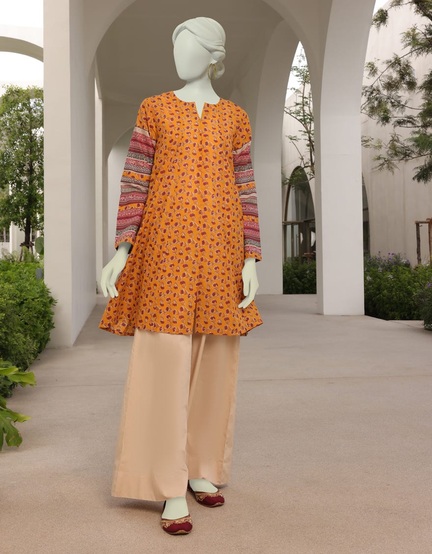 Ochre Lawn Women's Kurti | Jjlk-S-Jss-23-301