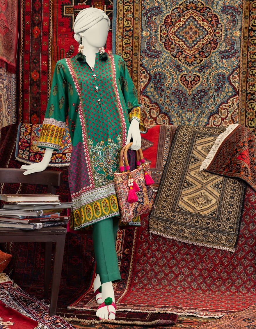 Green Cambric Women's Kurti | Jjlk-W-Jws-23-3023