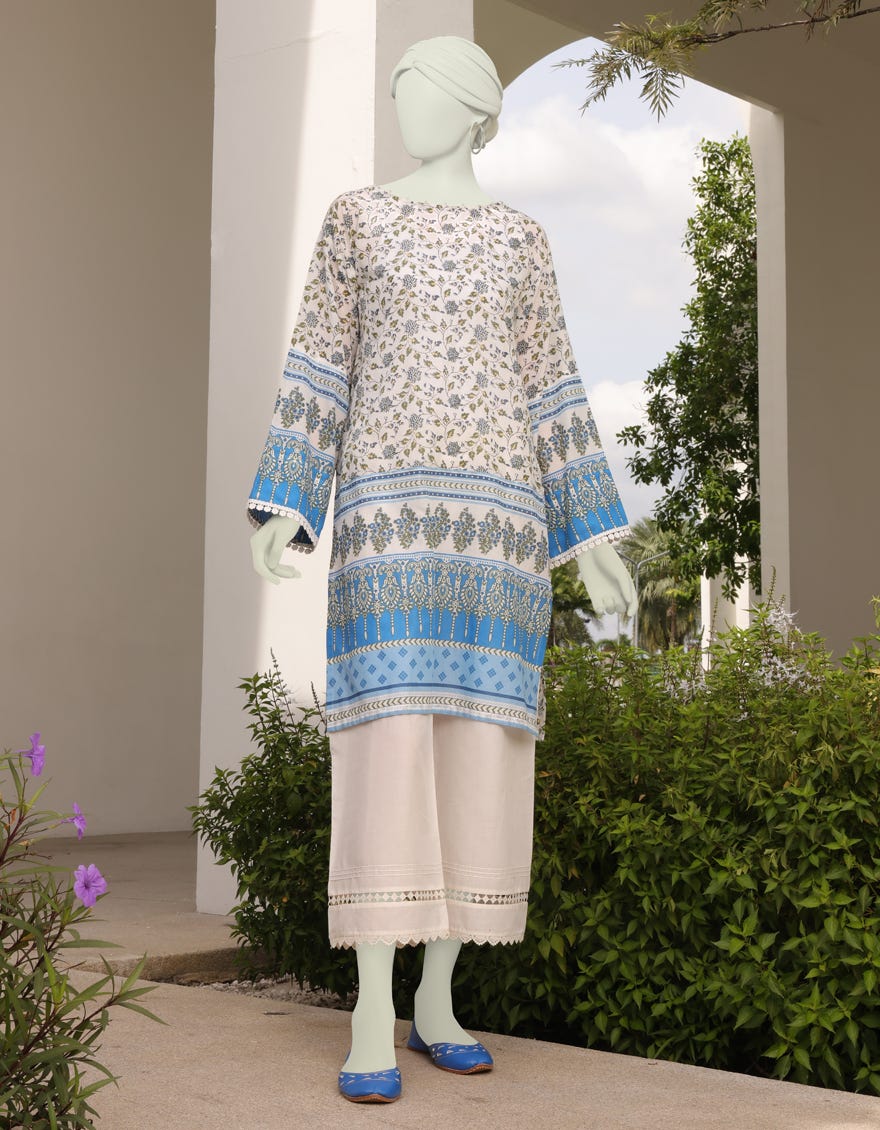 Green-White Lawn Women's Kurti | Jjlk-S-Jss-23-302
