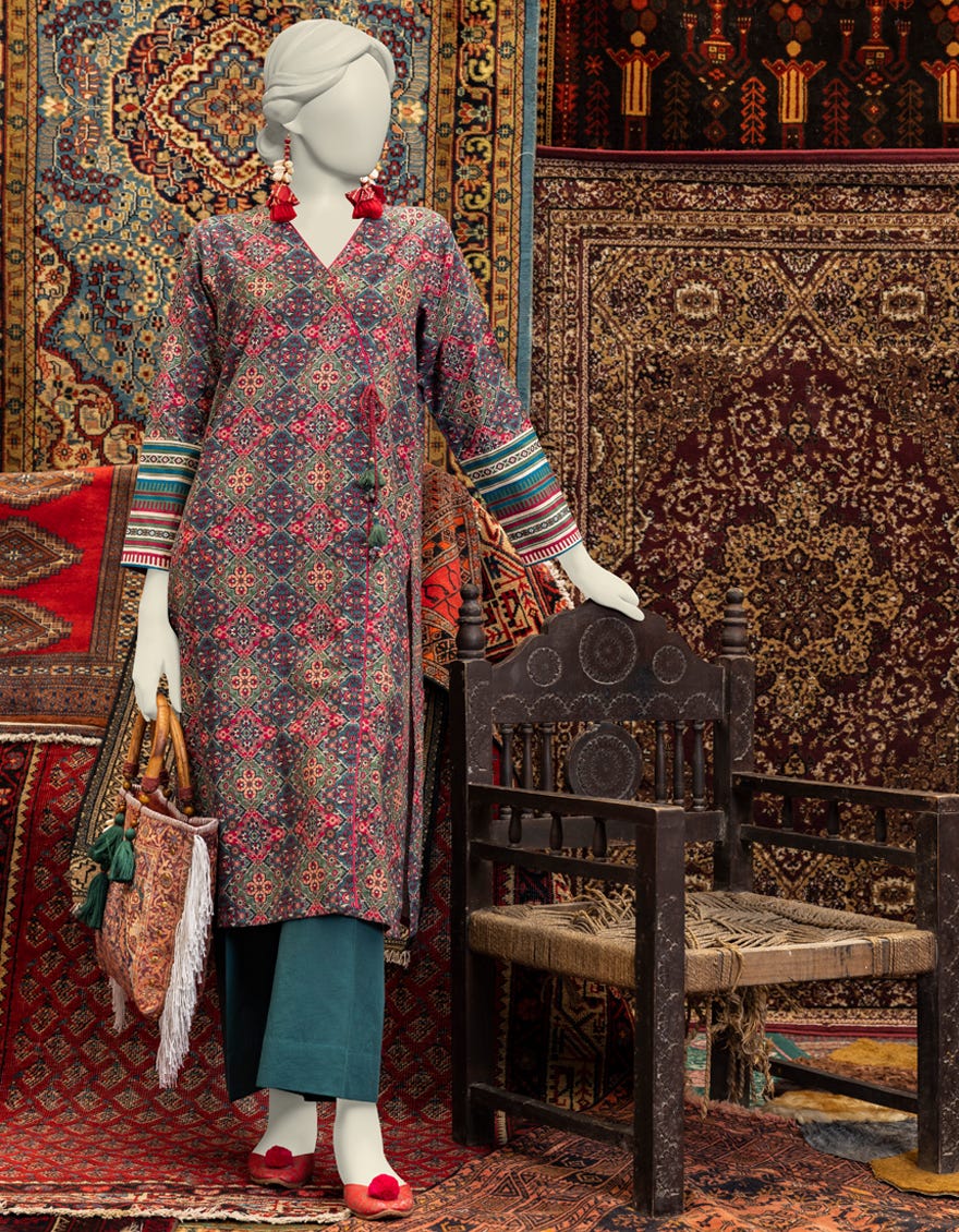 Multicolor Khaddar Women's Kurti | Jjlk-W-Jws-23-3030