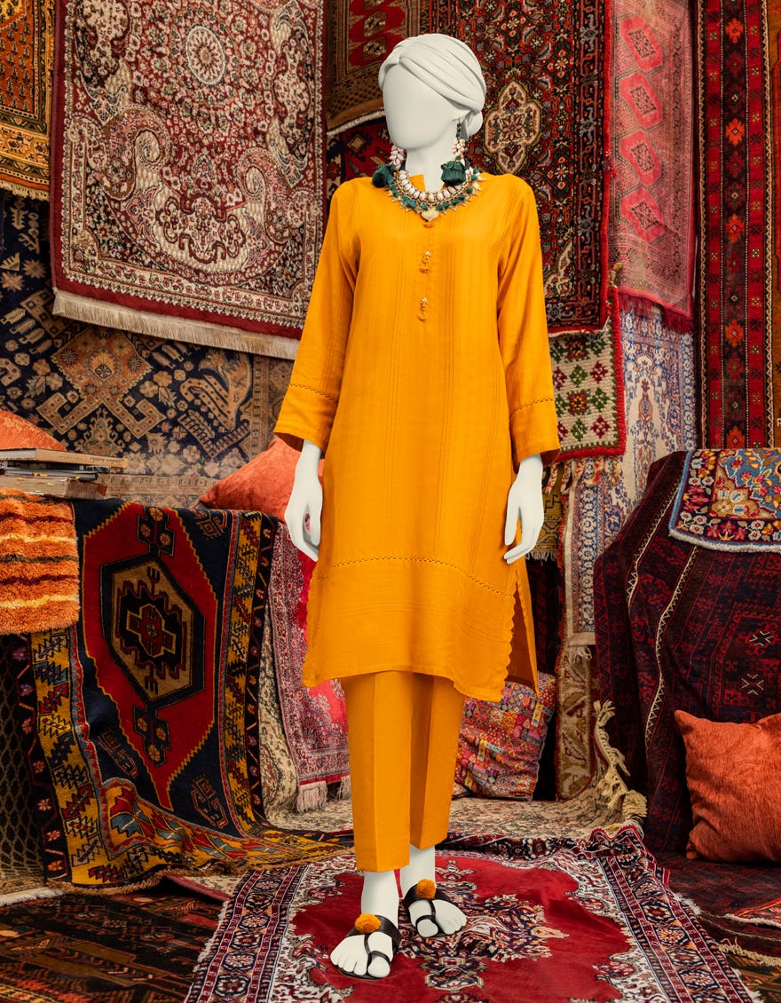 Yellow Dobby Women's Kurti | Jjlk-W-Jws-23-3038