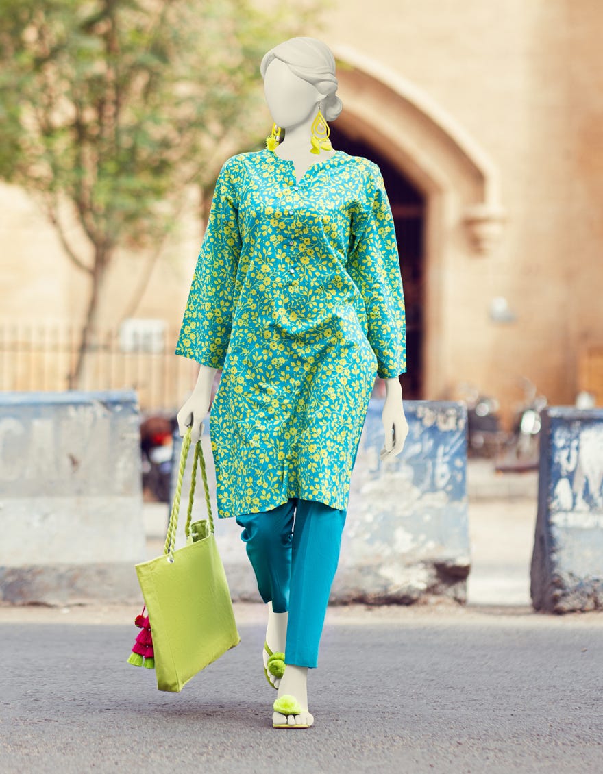 Blue Liminal Women's Kurti | Jjlk-S-Jpws-23-3061