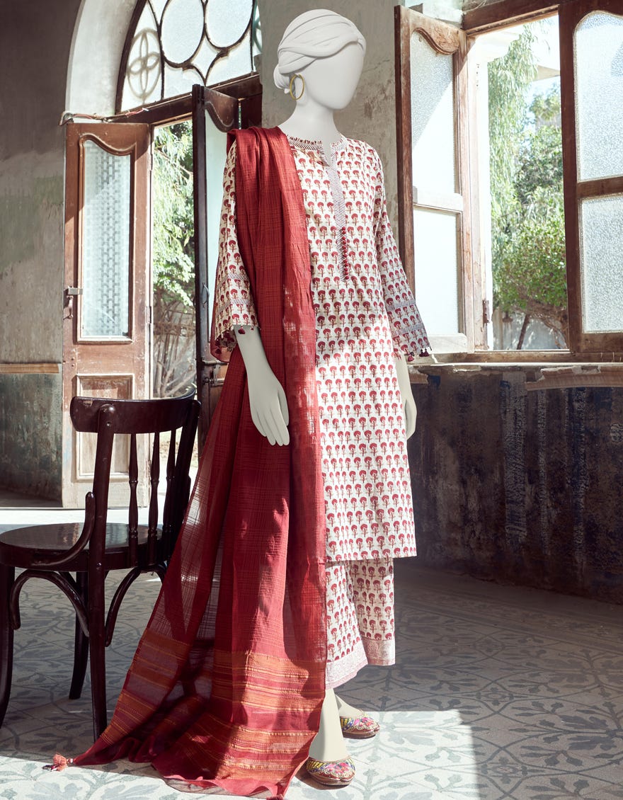 Beige-Brown Lawn Unstitched 3 Piece Dress | Jlawn-S-23-311