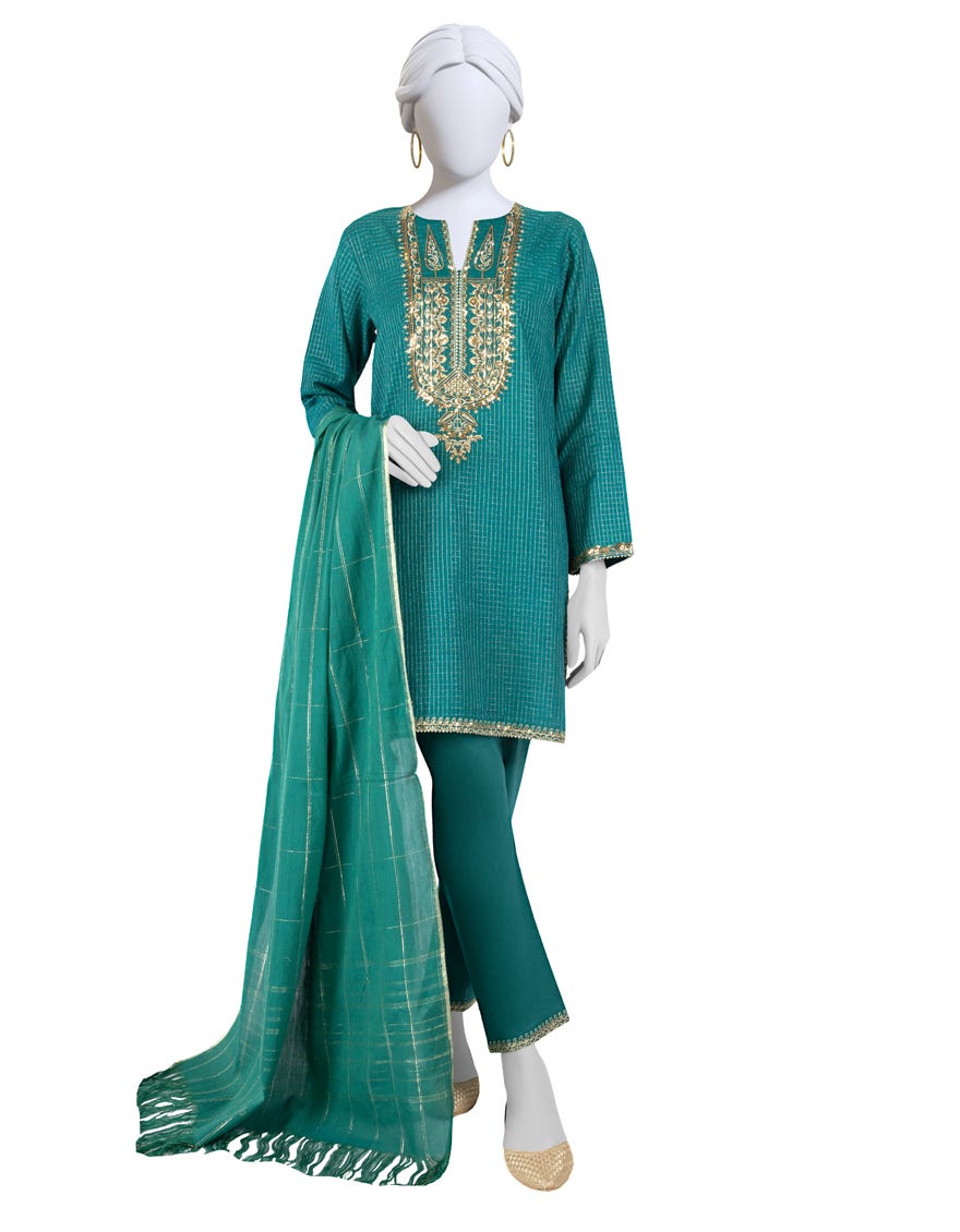 Green Jacquard Unstitched 3 Piece Dress | Jlawn-S-23-319