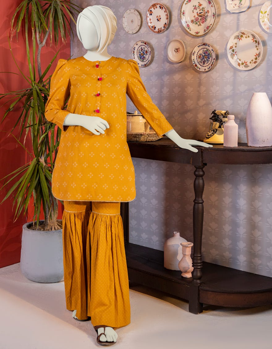 Yellow Cambric Teens 2 Piece Stitched | Jygk-W-Jwt-23-3207