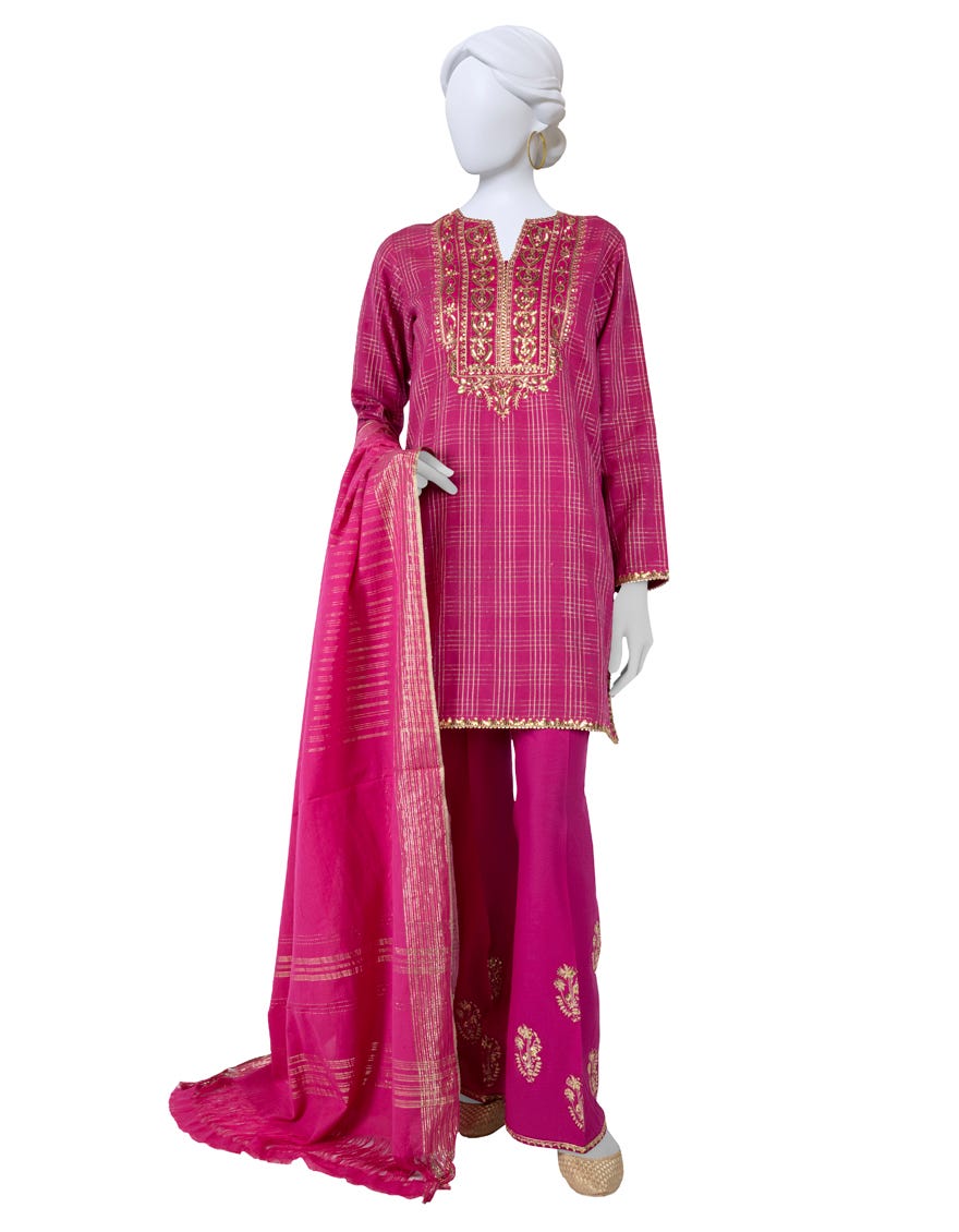 Pink Jacquard Unstitched 3 Piece Dress | Jlawn-S-23-320