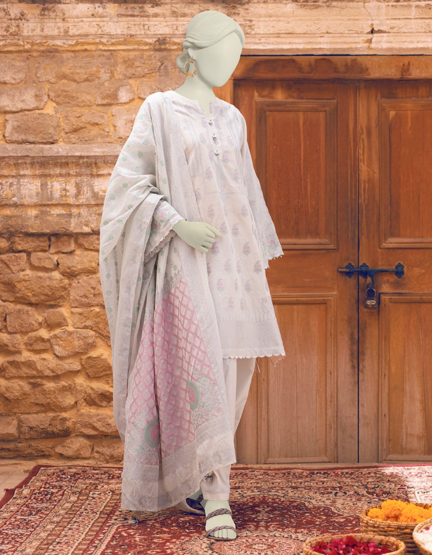 Off White Jacquard Unstitched 3 Piece Dress | Jlawn-S-23-323