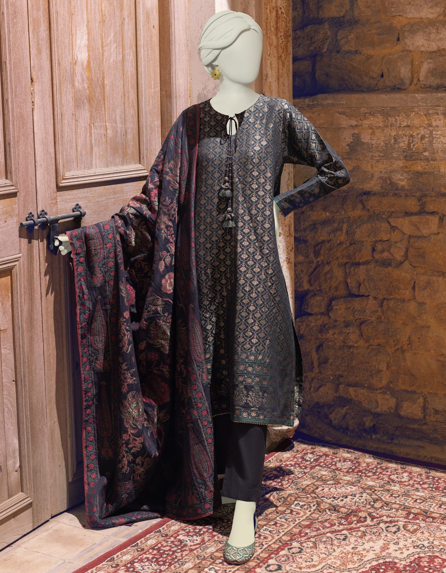 BLACK-GOLD LAWN UNSTITCHED 3PC | JLAWN-S-23-326