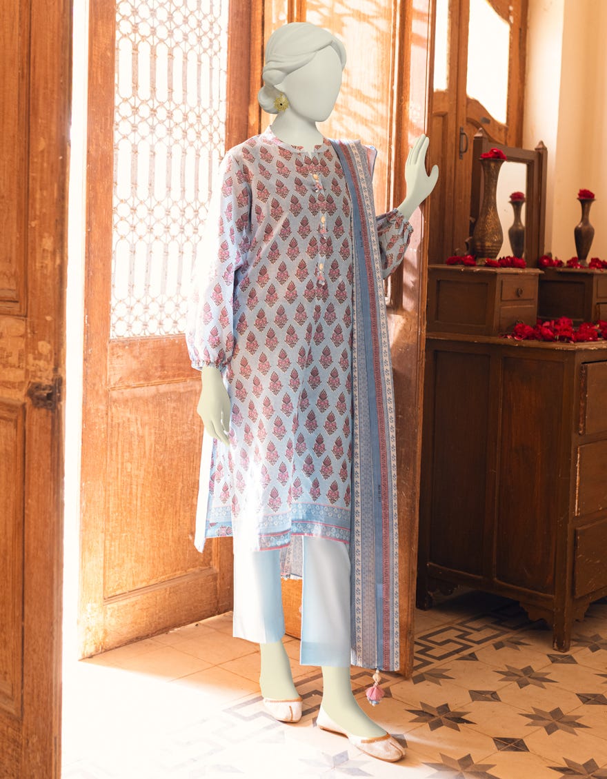 Light Blue Lawn Unstitched 3 Piece Dress | Jlawn-S-23-333