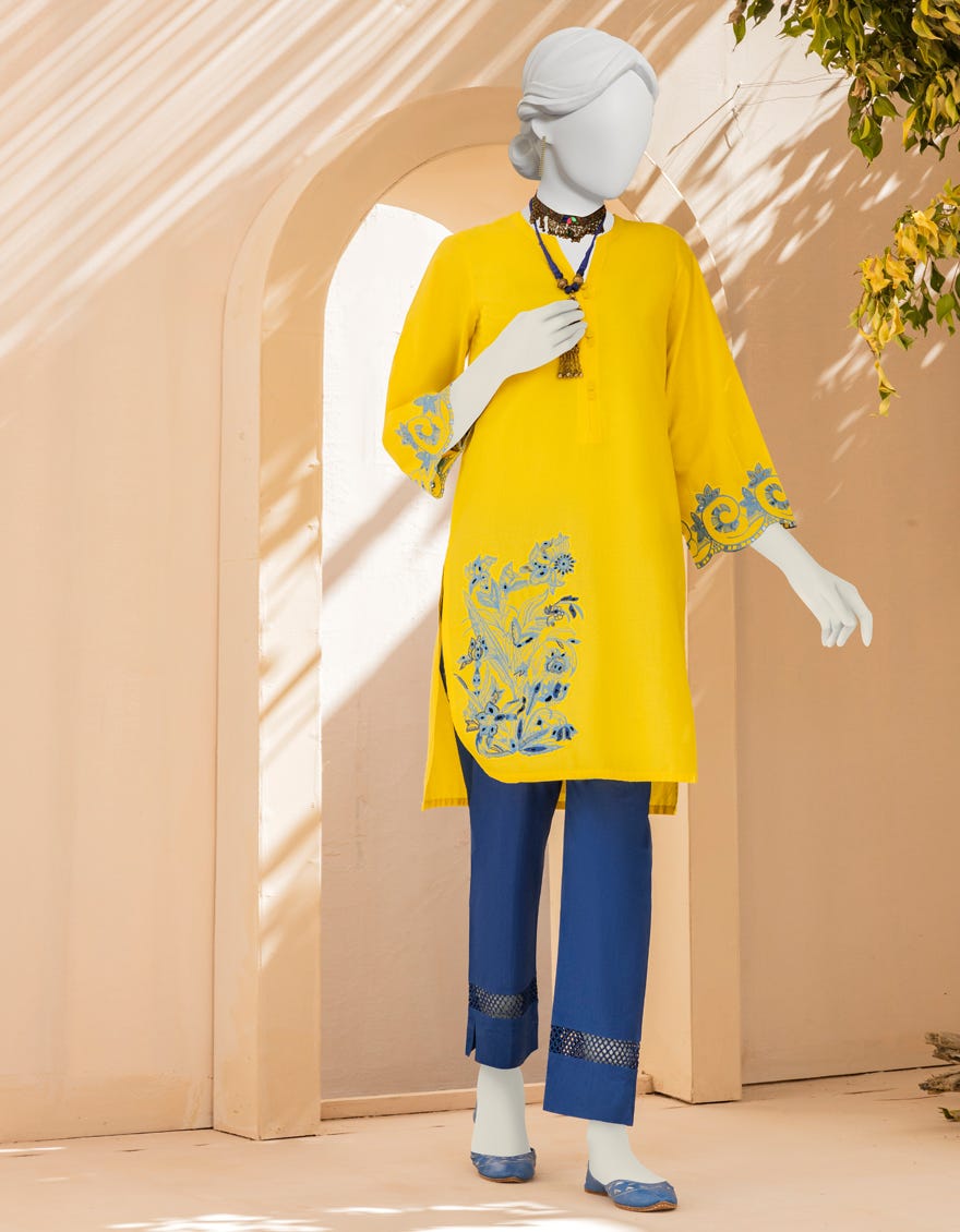 Yellow Lawn Women's Kurti | Jjlk-S-Jss-23-333