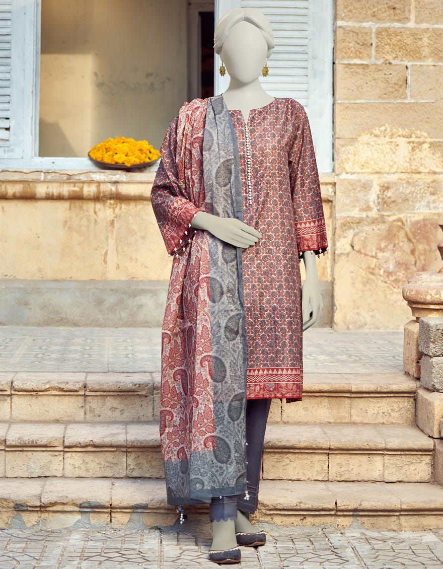 Multicolor Lawn Unstitched 3 Piece Dress | Jlawn-S-23-341