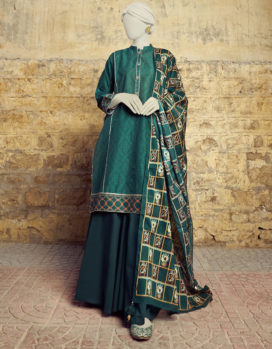 GREEN LAWN UNSTITCHED 3PC | JLAWN-S-23-343