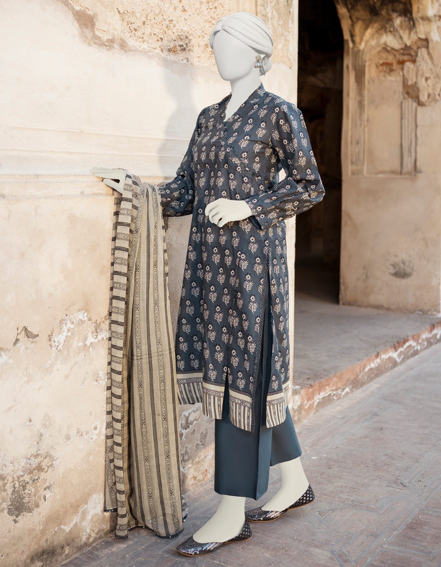 Dark Grey Lawn Unstitched 3 Piece Dress | Jlawn-S-23-346