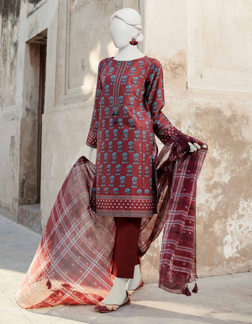 Maroon Lawn Unstitched 3 Piece Dress | Jlawn-S-23-353