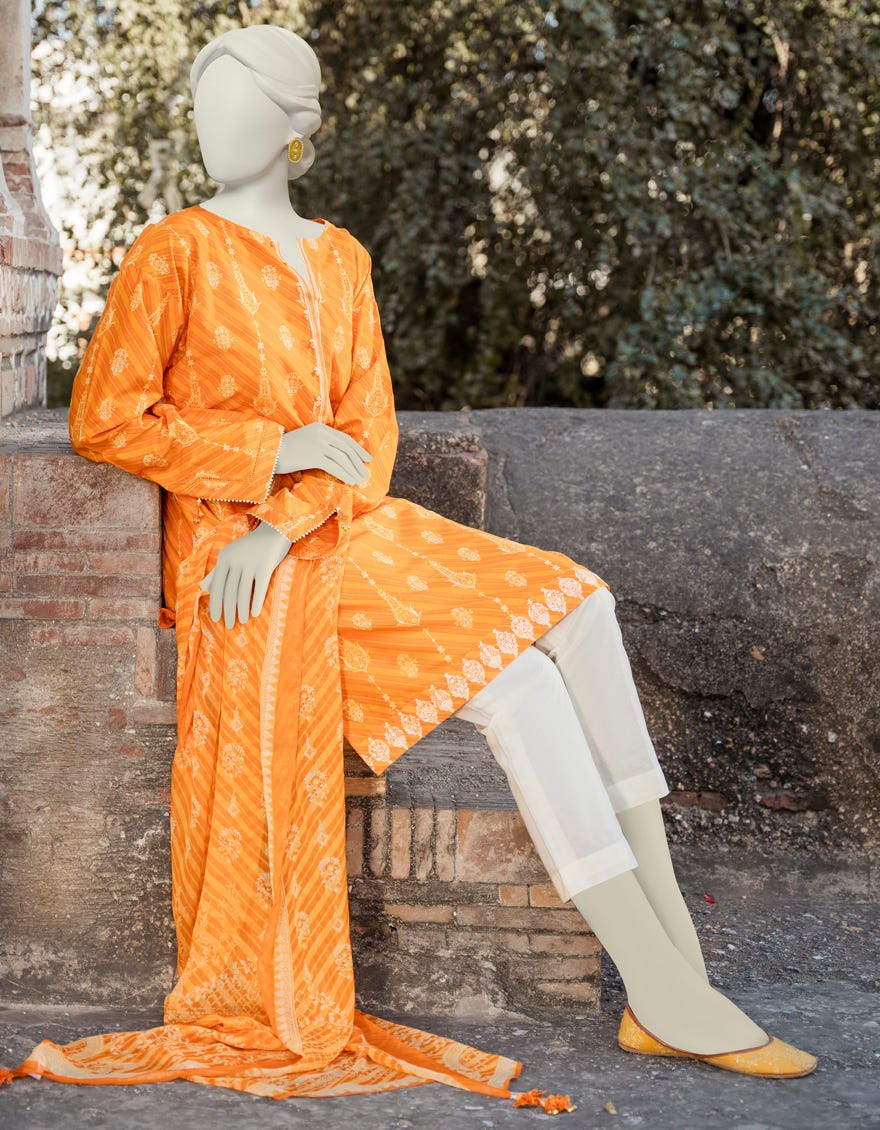 Orange Lawn Unstitched 3 Piece Dress | Jlawn-S-23-358