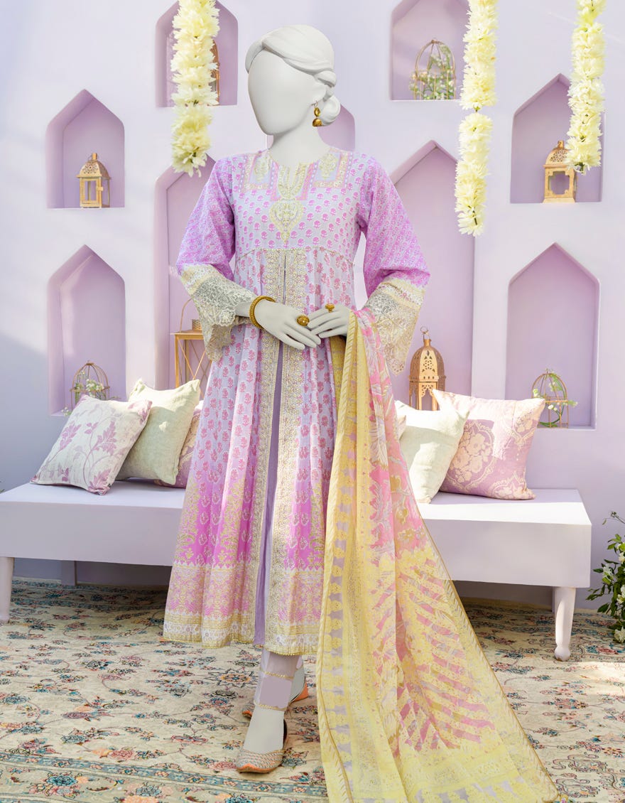 Light Purple Lawn 3 Piece Stitched Dress | Jlawn-S-23-361