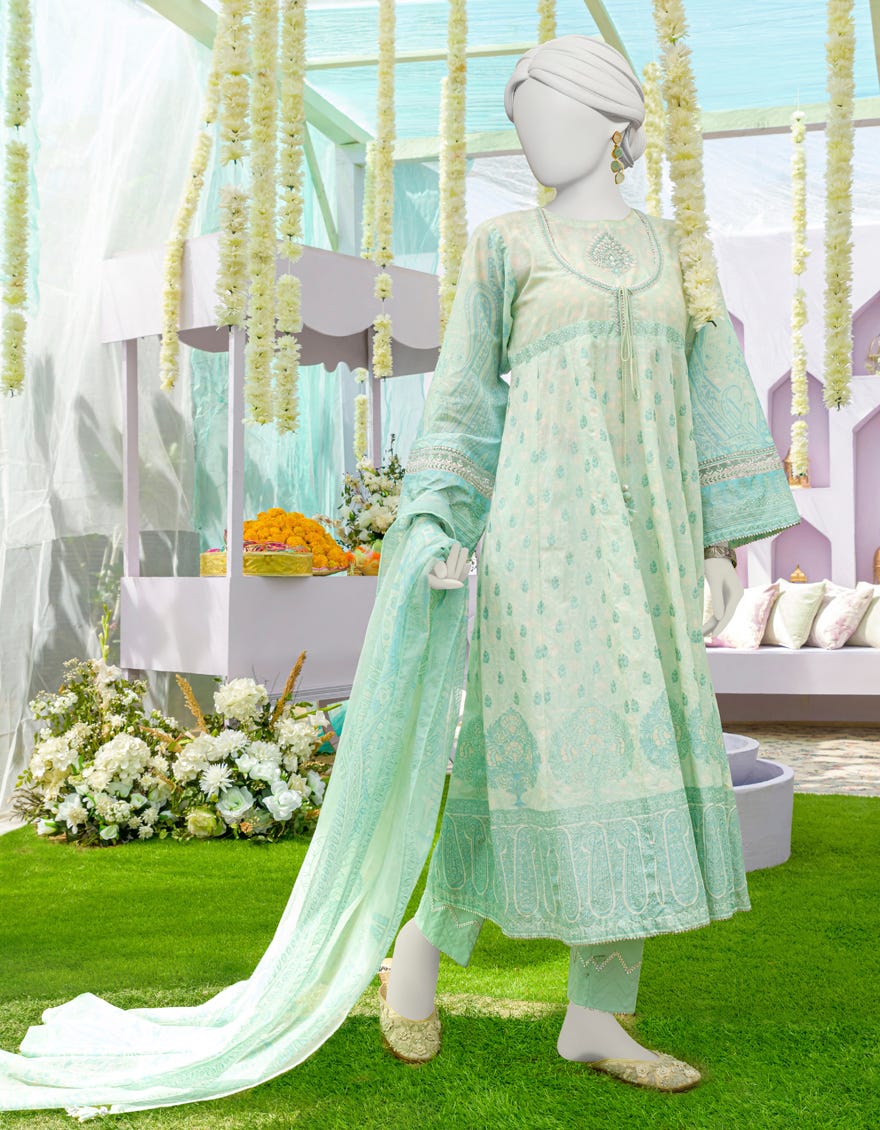 Light Green Lawn 3 Piece Stitched Dress | Jlawn-S-23-362
