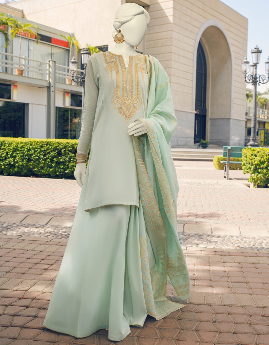 Green Lawn 3 Piece Stitched Dress | Jlawn-S-23-367
