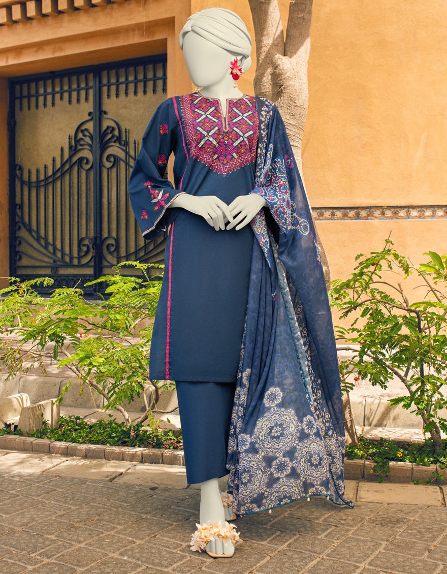 Blue Lawn 3 Piece Stitched Dress | Jlawn-S-23-371