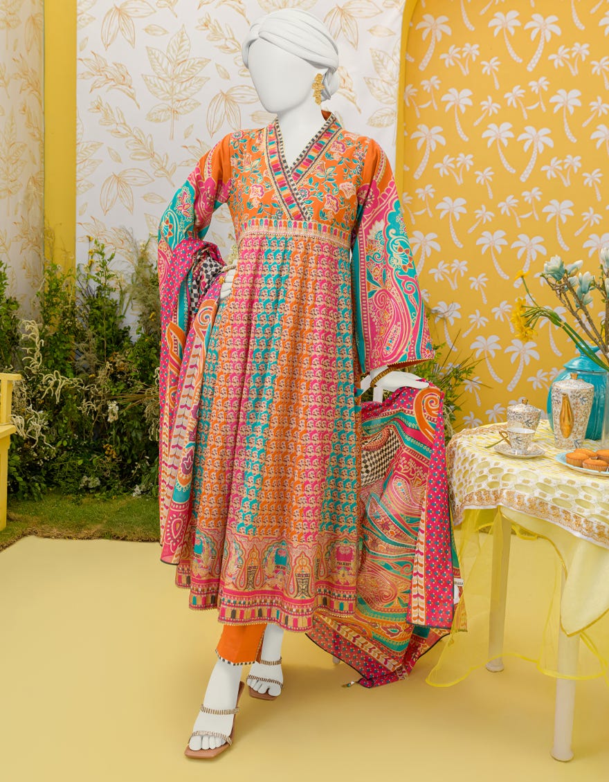 Orange Lawn 3 Piece Stitched Dress | Jlawn-S-23-379
