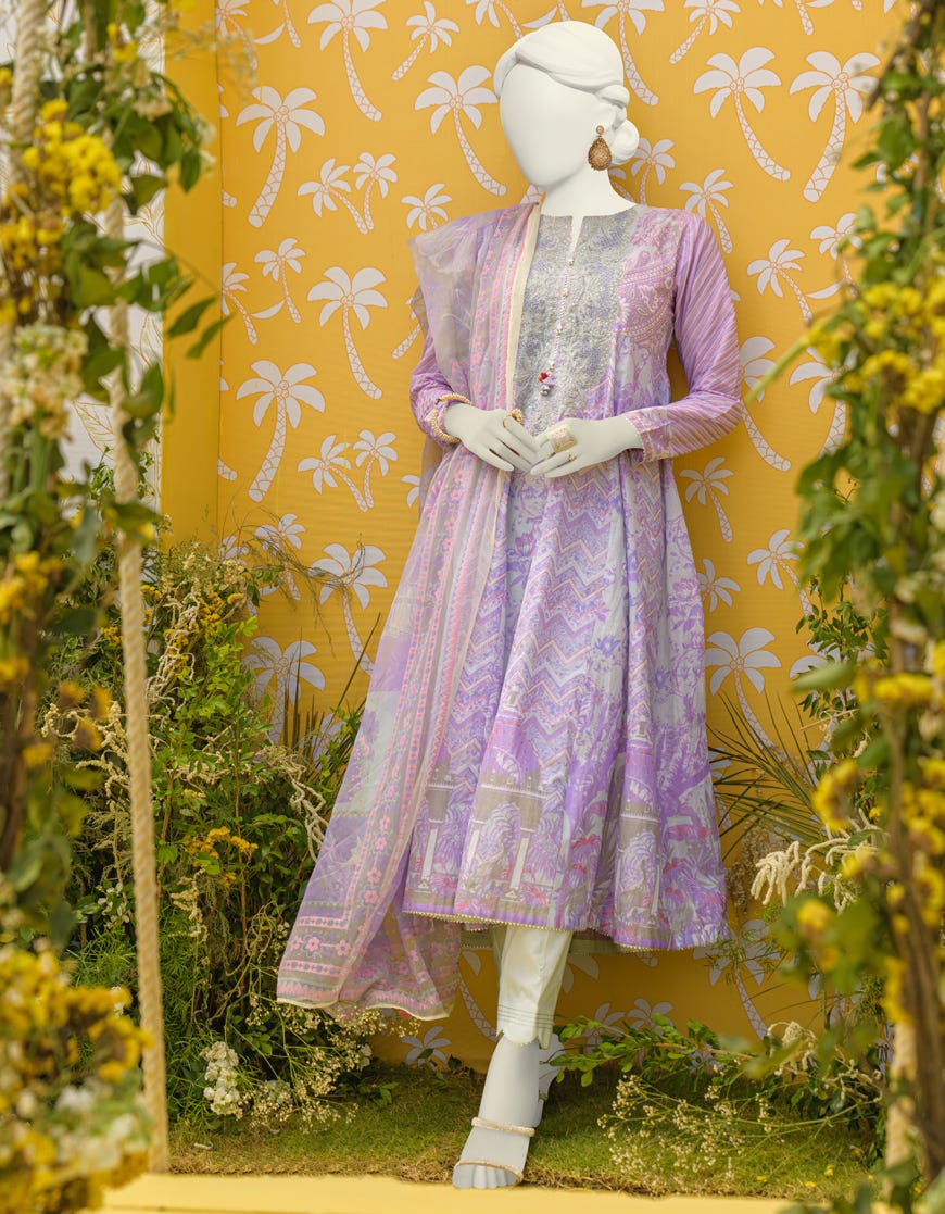 Lilac Lawn 3 Piece Stitched Dress | Jlawn-S-23-384