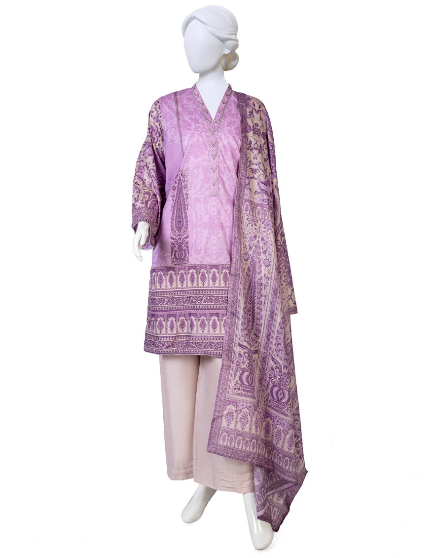 Lilac Lawn 3 Piece Stitched Dress | Jlawn-S-23-393