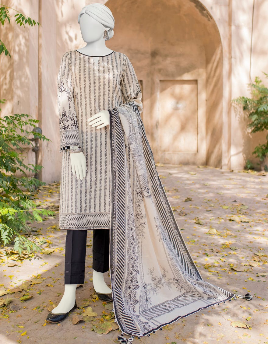 Off White Lawn Unstitched 3 Piece Dress | Jlawn-S-23-394