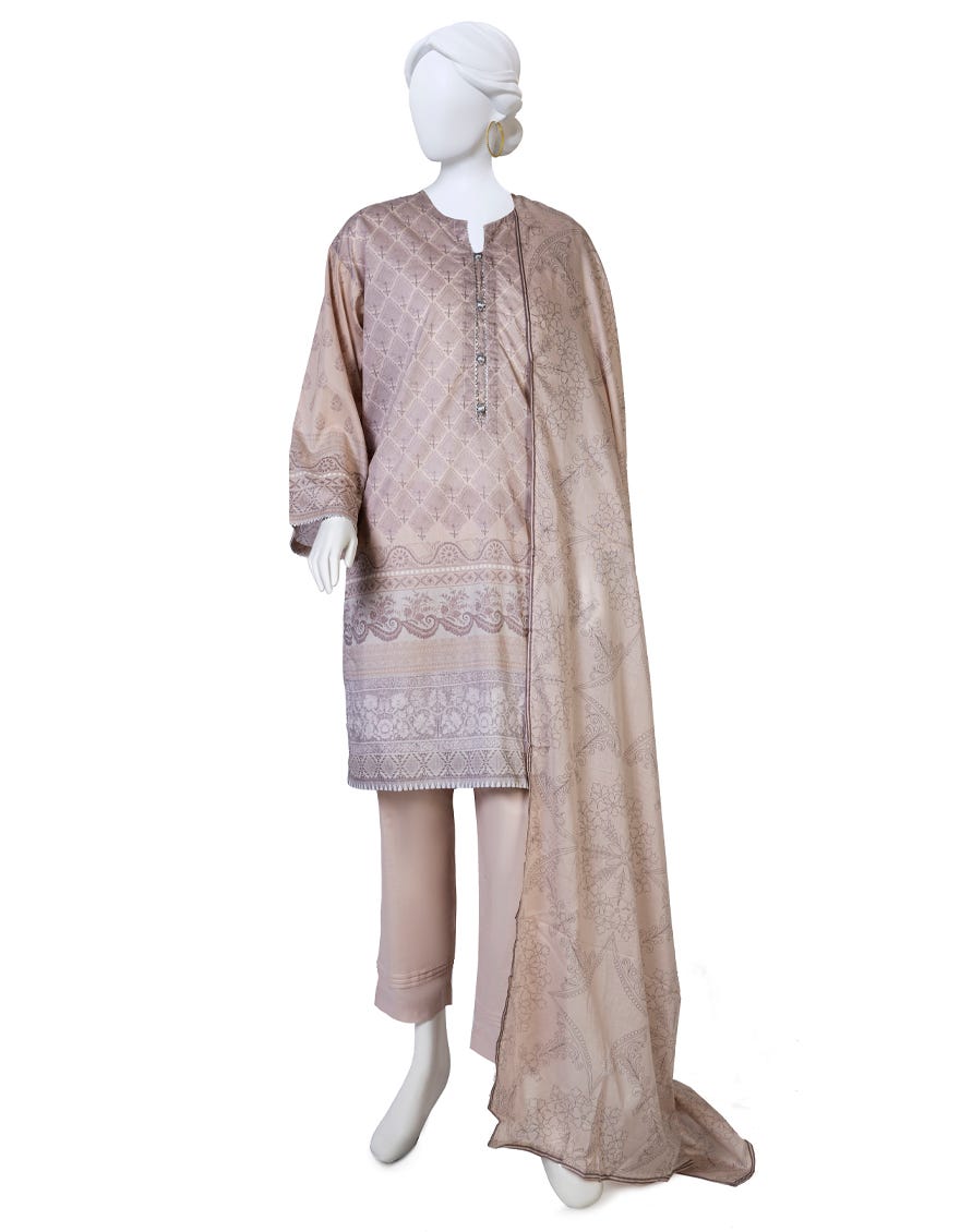 Tea Pink Lawn 3 Piece Stitched Dress | Jlawn-S-23-396