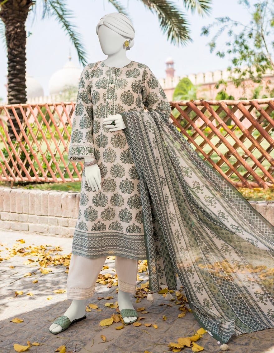 Off White Lawn Unstitched 3 Piece Dress | Jlawn-S-23-399