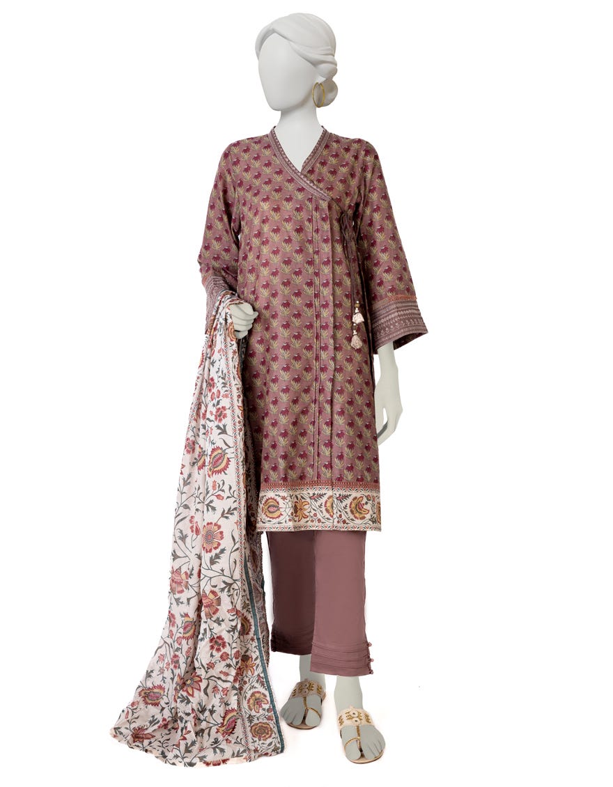 Brown Lawn 3 Piece Stitched Dress | Jlawn-S-23-400