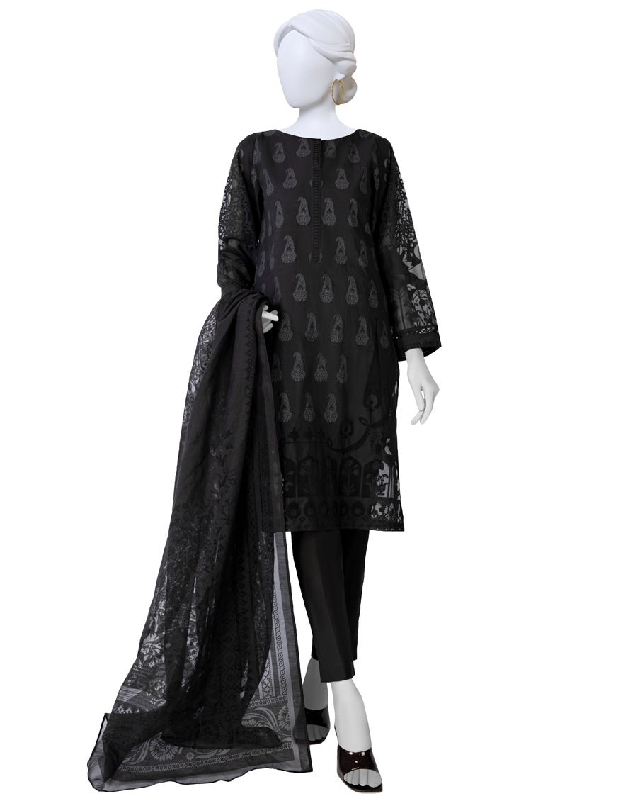 Black Lawn Unstitched 3 Piece Dress | Jlawn-S-23-402 Shaha