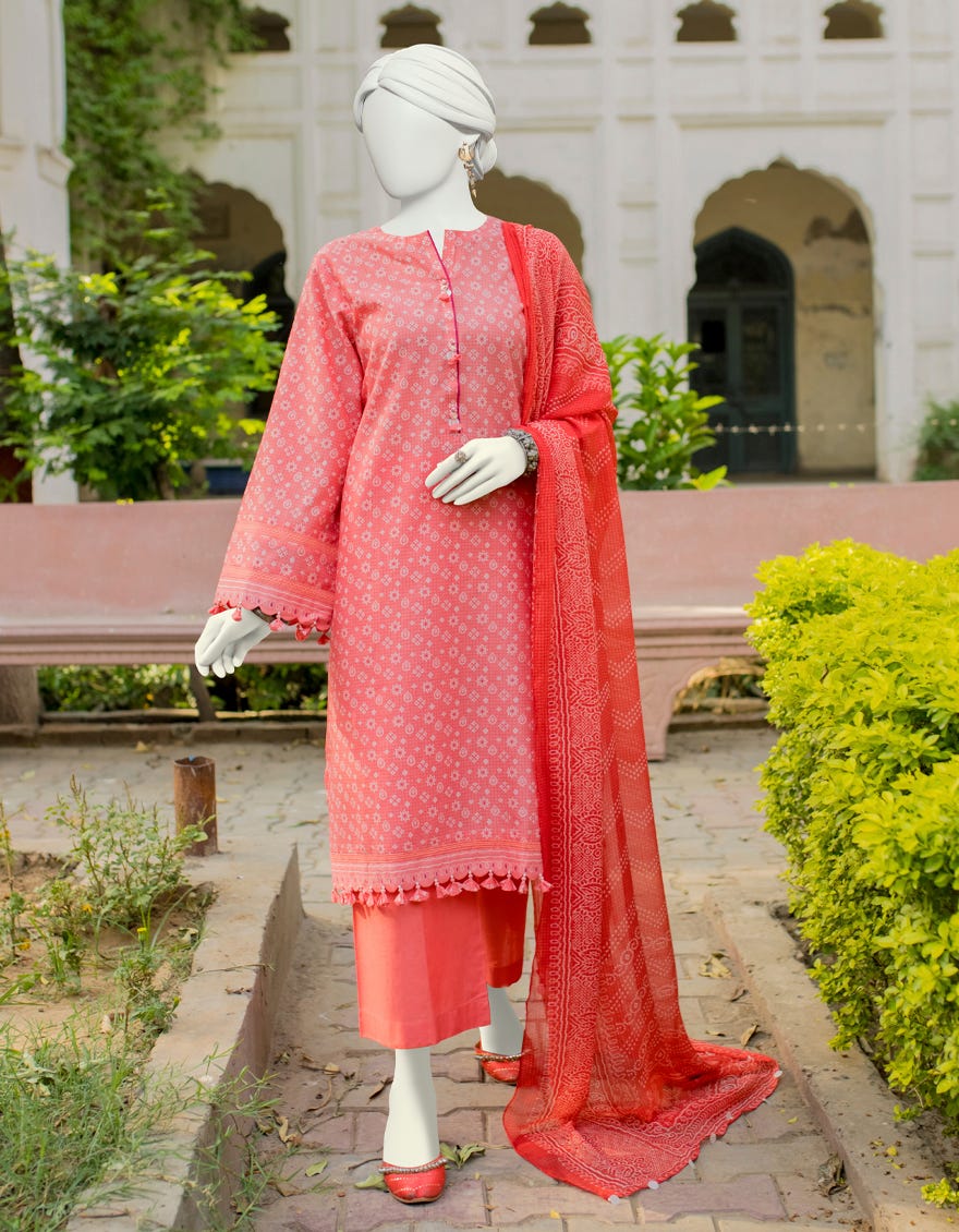 Dark Pink Lawn Unstitched 3 Piece Dress | Jlawn-S-23-404