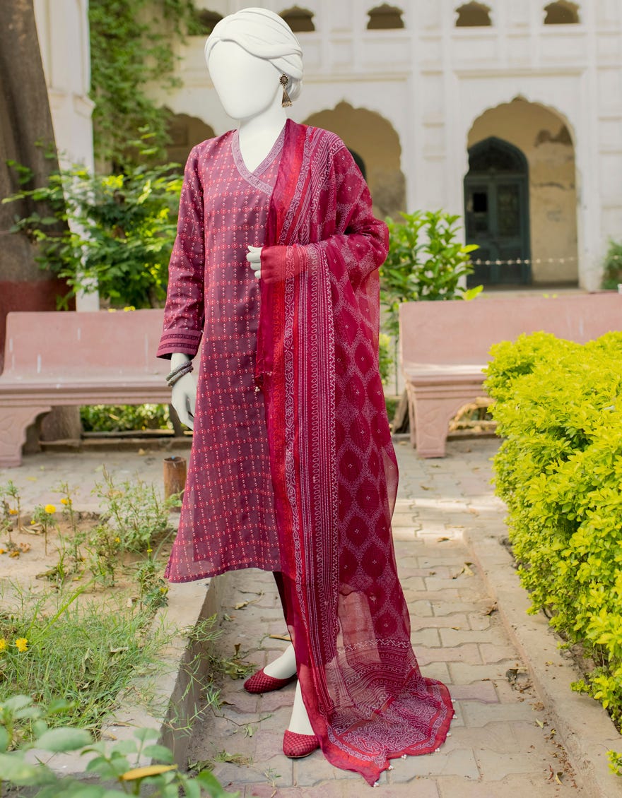 Maroon Lawn Unstitched 3 Piece Dress | Jlawn-S-23-405