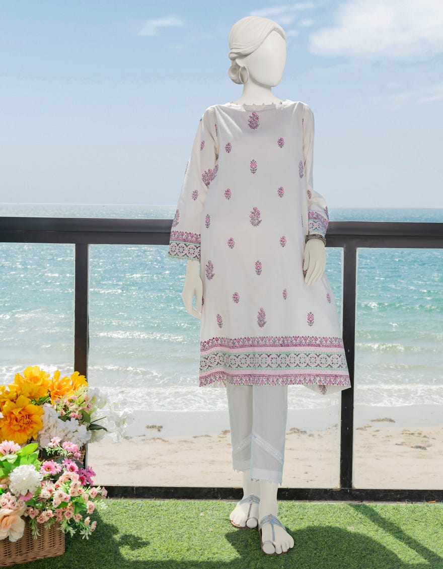 White Lawn Women's Kurti | Jjlk-S-Jss-23-408