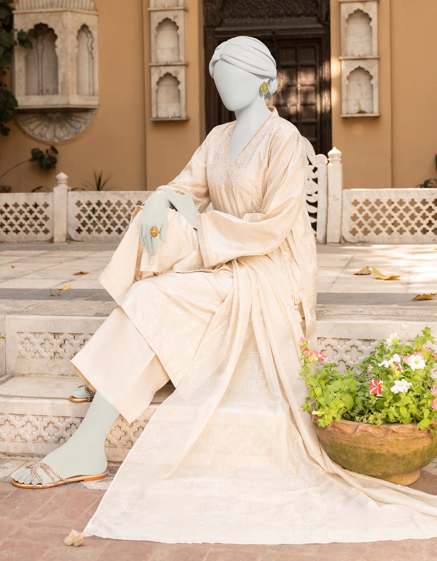 Off White Lawn Unstitched 3 Piece Dress | Jlawn-S-23-409