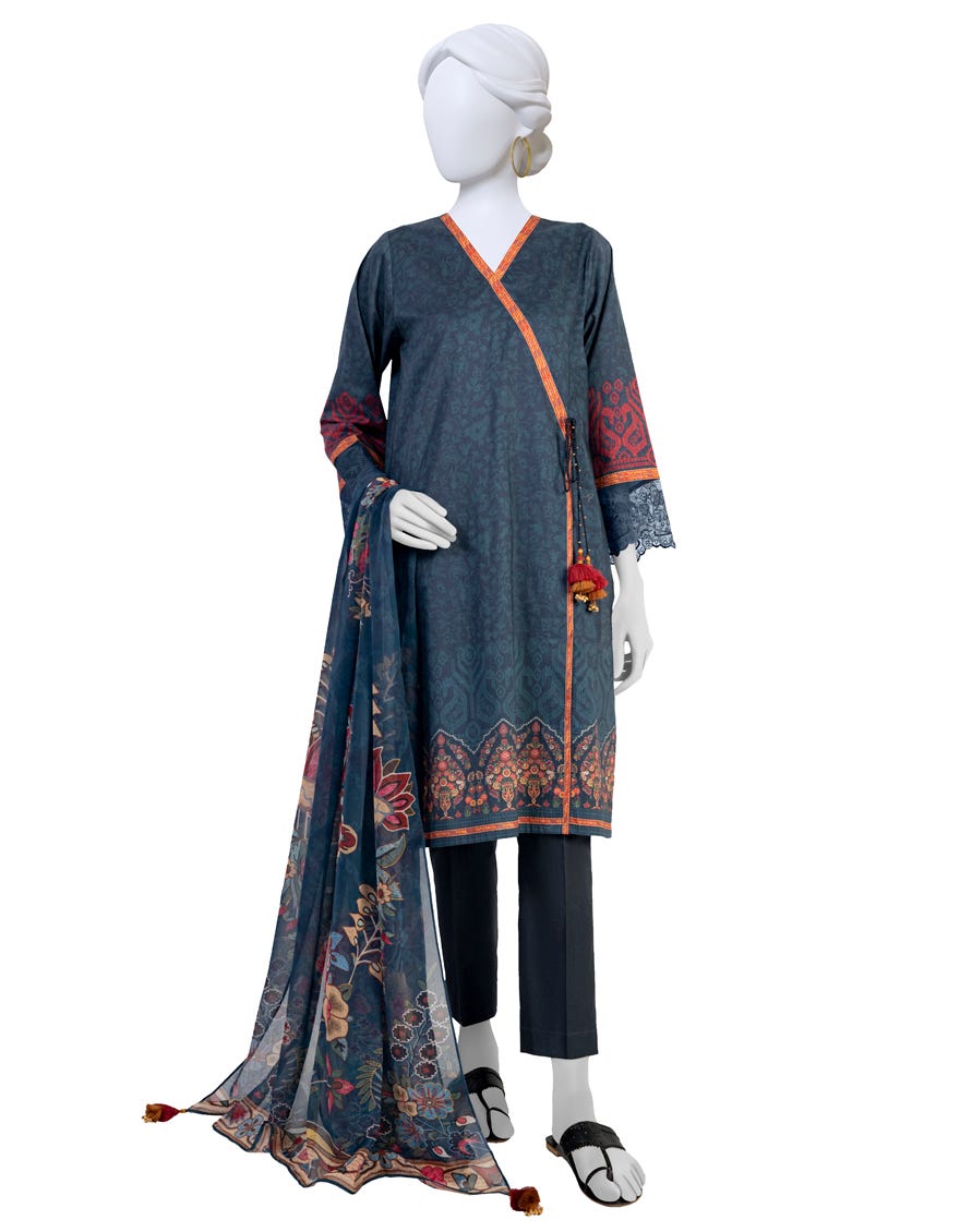 Dark Blue Lawn Unstitched 3 Piece Dress | Jlawn-S-23-412