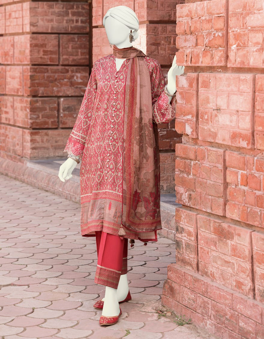 Maroon Lawn Unstitched 3 Piece Dress | Jlawn-S-23-413