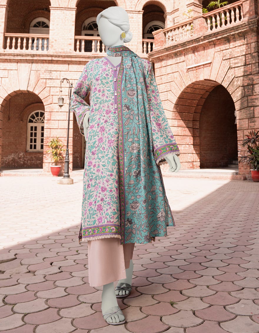 Multicolor Doria 3 Piece Stitched Dress | Jlawn-S-23-421
