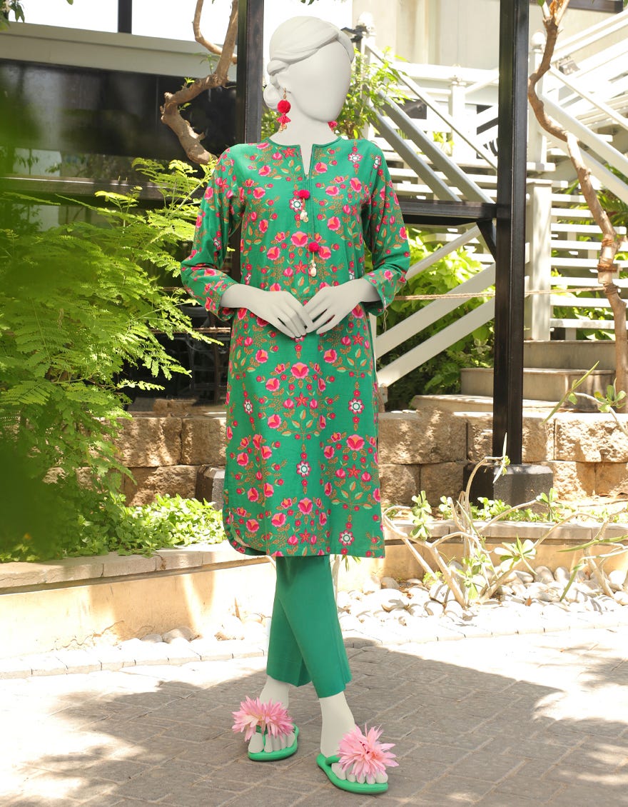 Green Lawn Women's Kurti | Jjlk-S-Jss-23-422