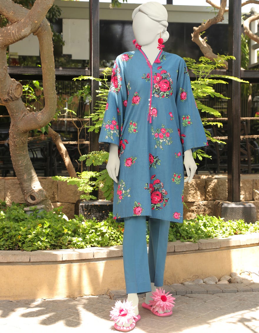 Blue Lawn Women's Kurti | Jjlk-S-Jss-23-423