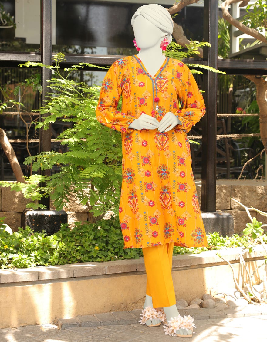 Yellow Lawn Women's Kurti | Jjlk-S-Jss-23-424