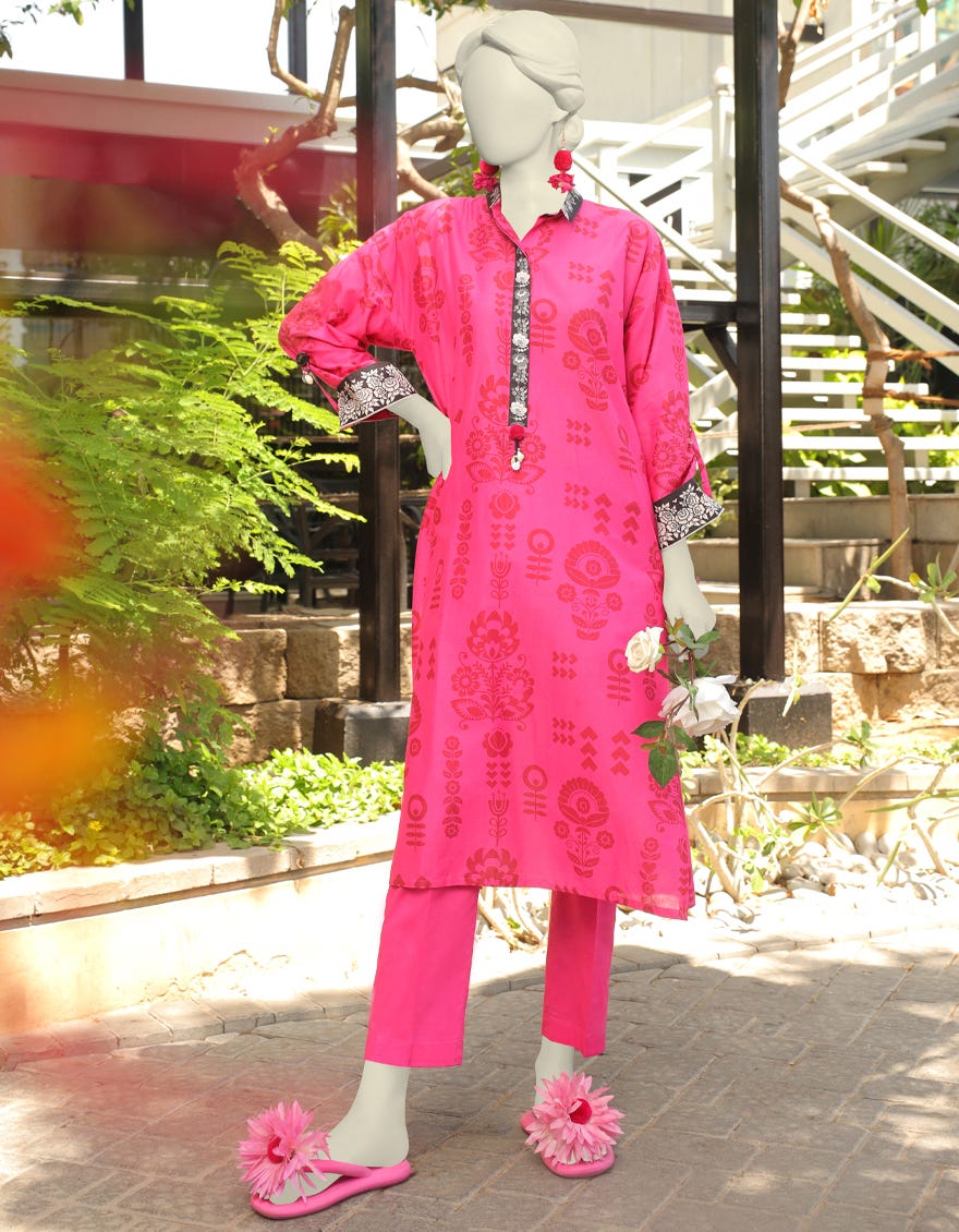 Pink Lawn Women's Kurti | Jjlk-S-Jss-23-425