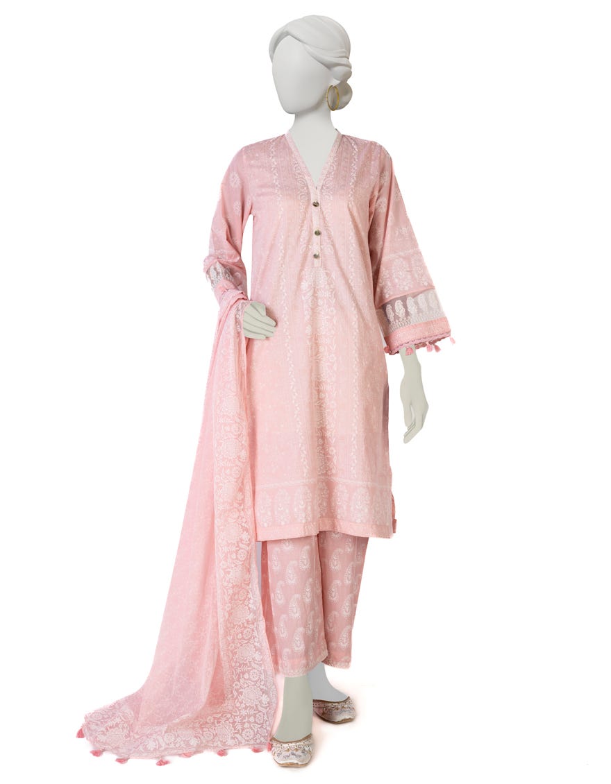 Pink Lawn 3 Piece Stitched Dress | Jlawn-S-23-425