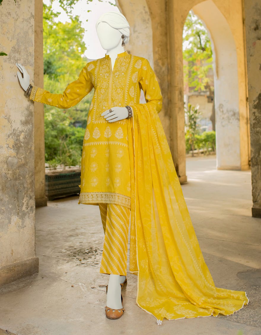 Yellow Lawn Unstitched 3 Piece Dress | Jlawn-S-23-426