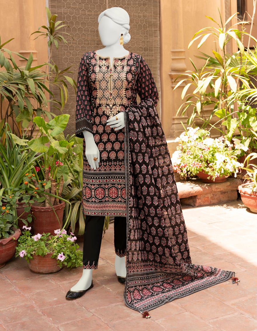 Black Lawn Unstitched 3 Piece Dress | Jlawn-S-23-431
