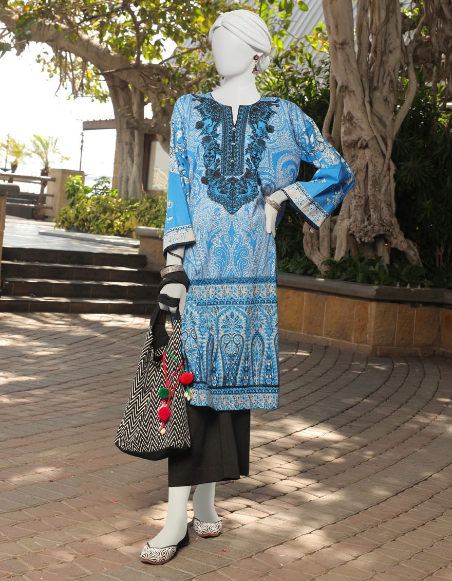 Blue Lawn Women's Kurti | Jjlk-S-Jss-23-431