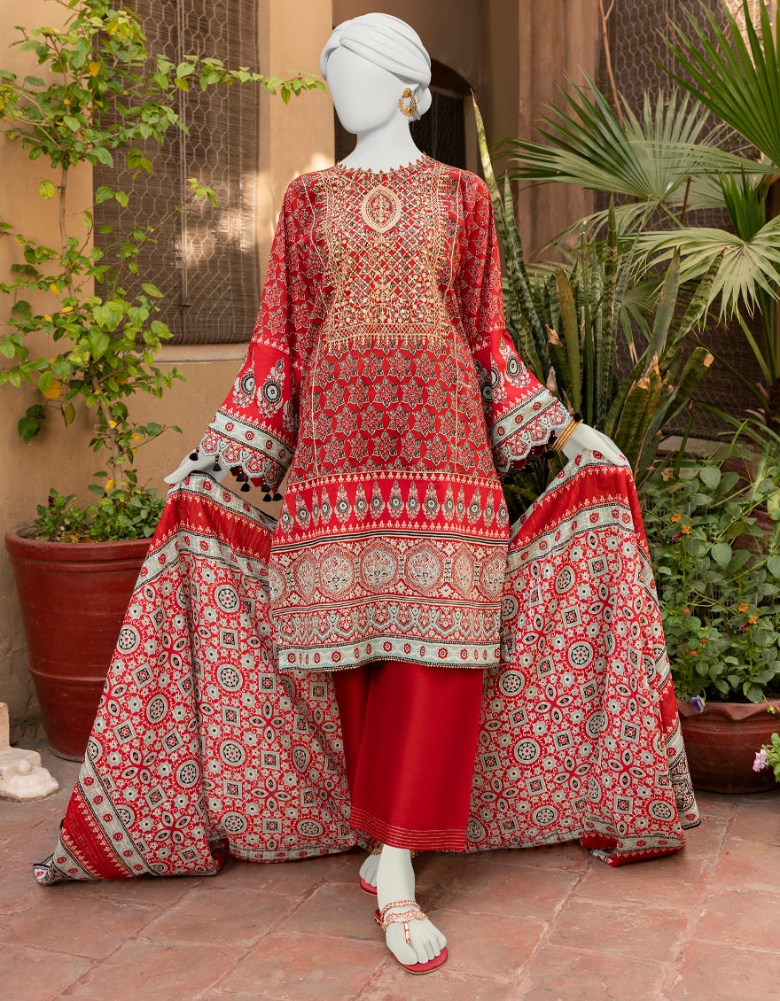 Red Lawn Unstitched 3 Piece Dress | Jlawn-S-23-432