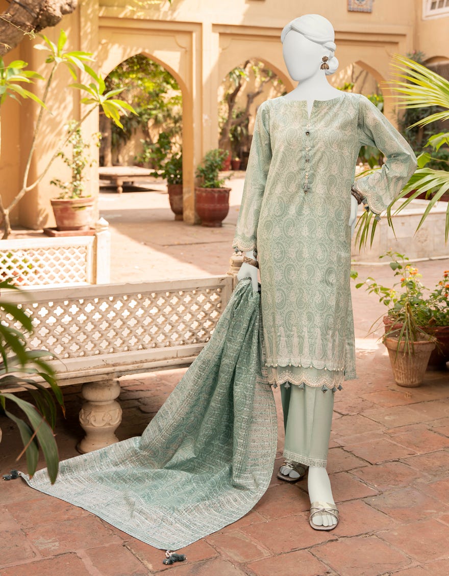 Lime Green Lawn Unstitched 3 Piece Dress | Jlawn-S-23-435