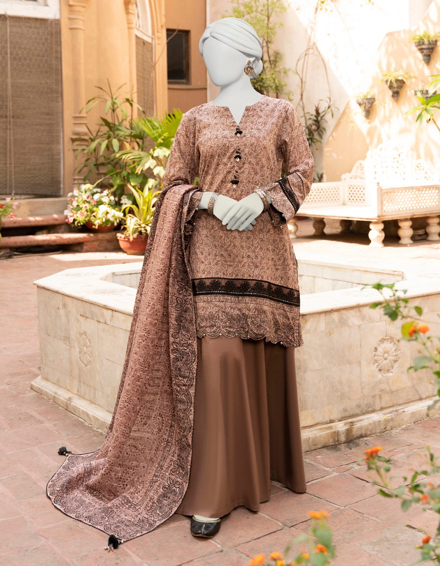 Light Brown Lawn Unstitched 3 Piece Dress | Jlawn-S-23-436 Subh-Nau-6